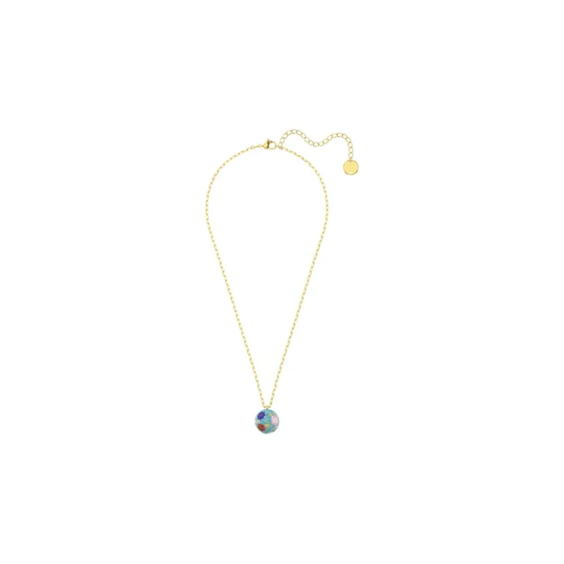 Swarovski Flower Of Fortune Gold Plated Necklaces Women's Light Blue-3