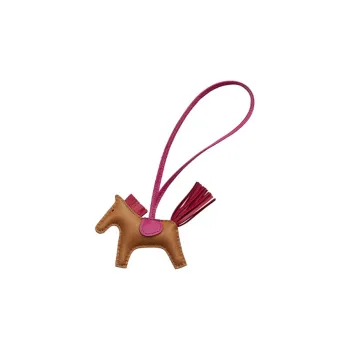 HERMES Rodeo Sheepskin Pendants Unisex Gold Brown Pink