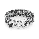 White Leopard Print/Silver