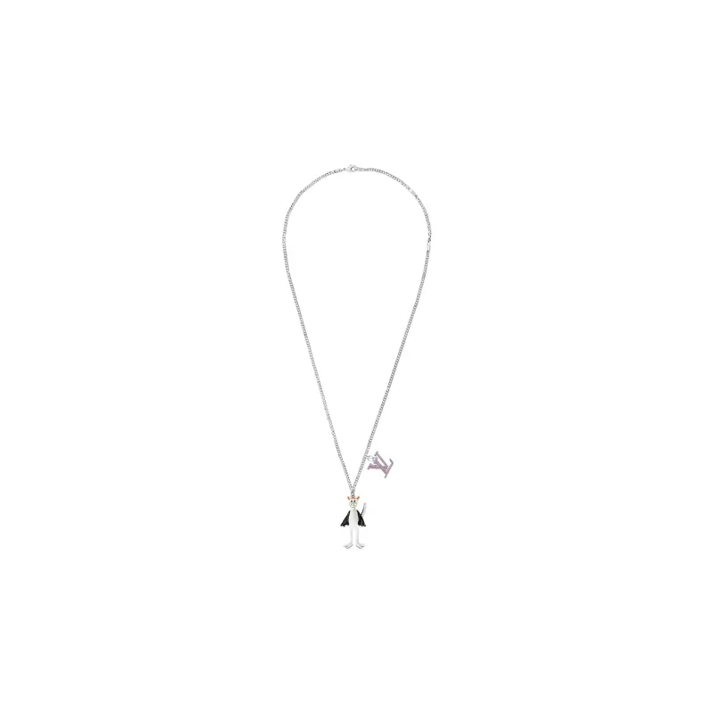 LOUIS VUITTON Friends Necklaces Men Silver Gray-2