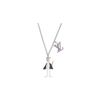 LOUIS VUITTON Friends Necklaces Men Silver Gray