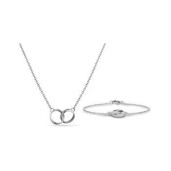 Daniel Wellington Alloy Double Buckle Necklace & Bracelet Women's Elegant Starlight Silver