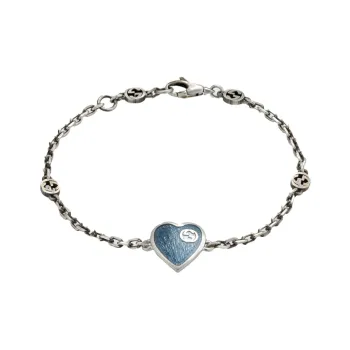 GUCCI Sterling Silver Bracelets Women's Light Blue Enamel