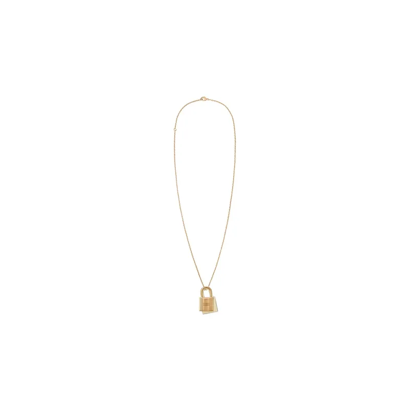 HERMES O'Kelly Calfskin Necklaces Women's Gray White/Gold-1