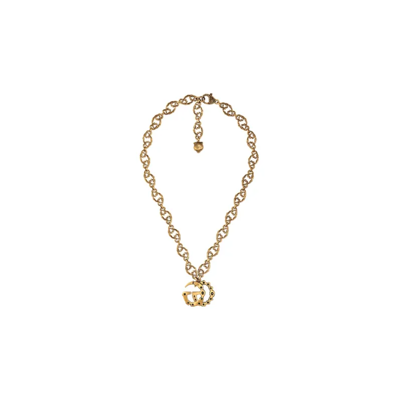 GUCCI Metal Necklaces Unisex Distressed Gold-2