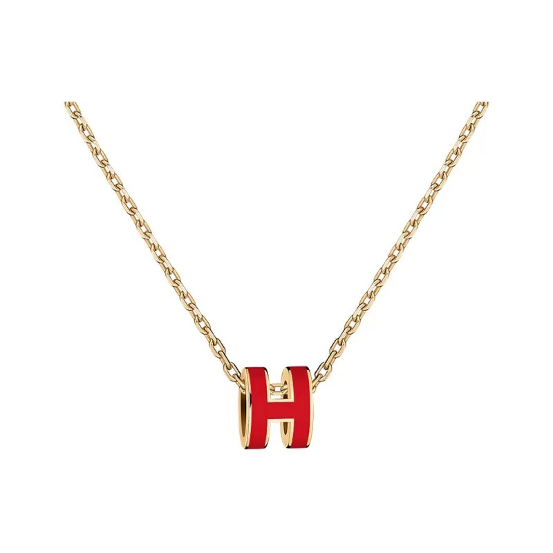 HERMES POP H Collection Metal Necklaces Women's Gold Chain-0