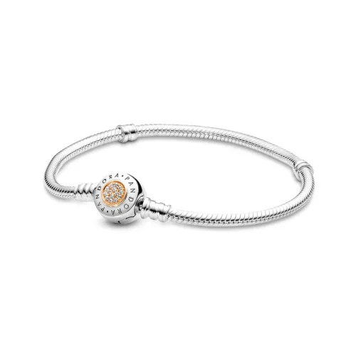 Pandora Moments Sterling Silver Signature Bracelet With 14K Gold Clasp