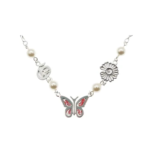 STUGAZI Butterfly Pearl Necklace Pink/Silver