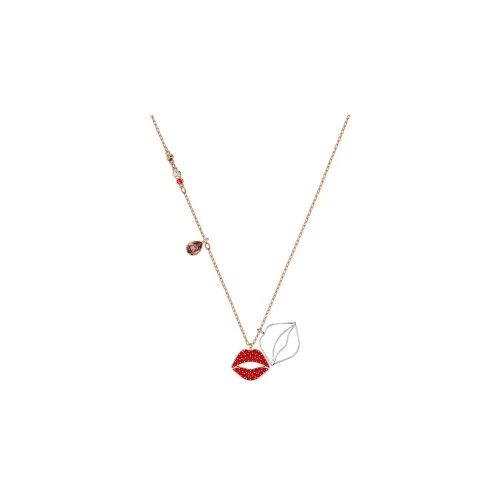 Swarovski Mine Lip Collarbone Chain Necklaces Women's Rose Gold
