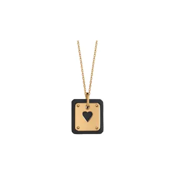 HERMES As De Coeur Gold Plated Metal With Calfskin Necklaces Women's