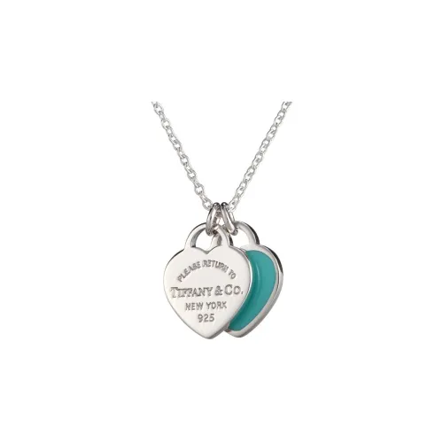 TIFFANY & CO.  Return To Tiffany Collection Set with double hearts in blue enamel Necklaces