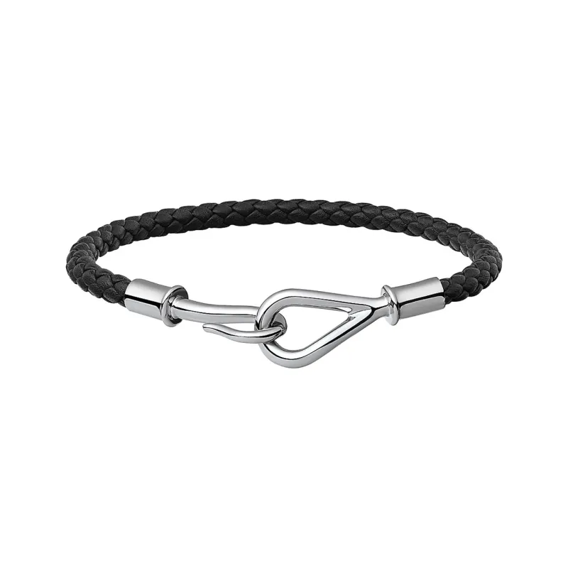 HERMES Jumbo Calfskin Bracelets Unisex Black-0