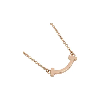 TIFFANY & CO. 2010s 18kt Rose Gold T Smile Mini Diamond Pendant Necklace