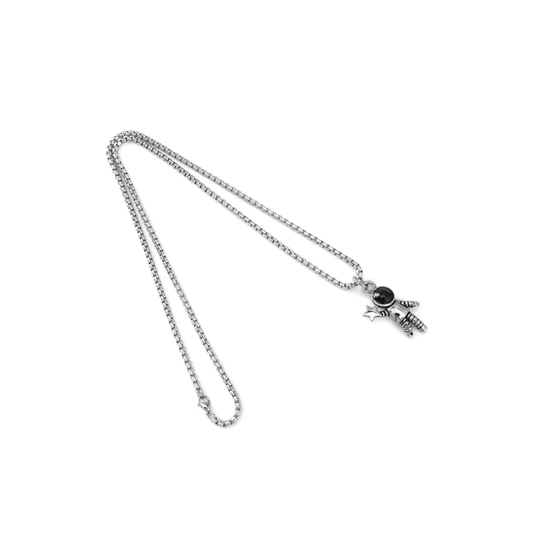 GENANX Titanium Steel Necklaces Unisex Silver White-3