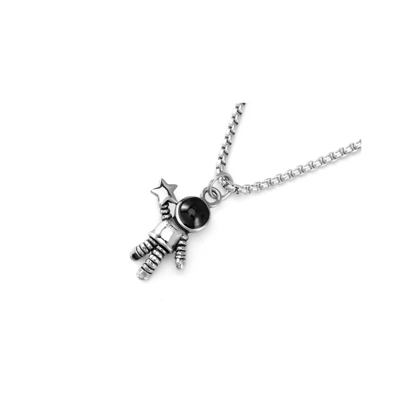 GENANX Titanium Steel Necklaces Unisex Silver White-1