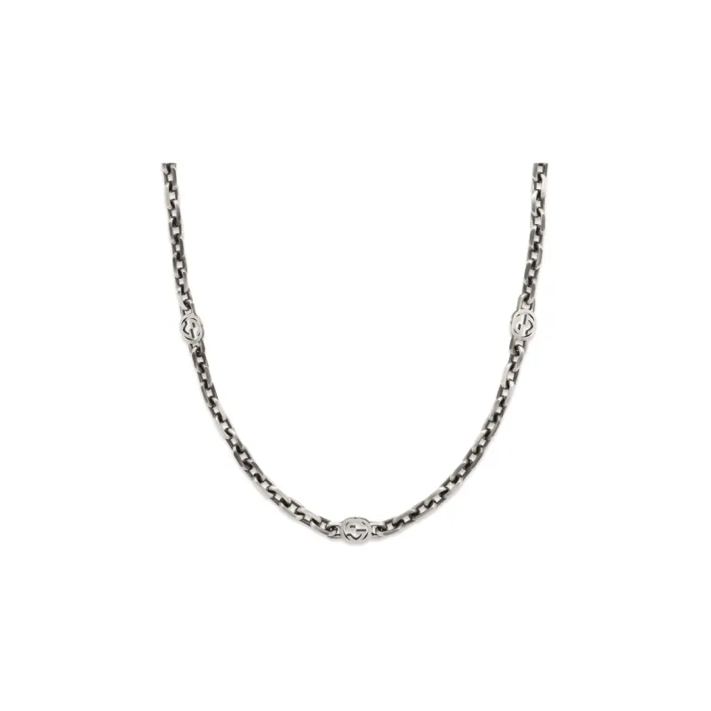 GUCCI Sterling Silver Interlocking G Necklace-1