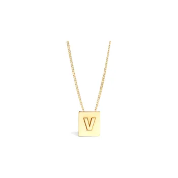 CELINE Alphabet V Necklace In Brass With Gold Finish