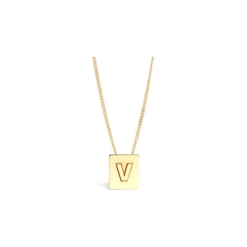 CELINE Alphabet V Necklace In Brass With Gold Finish-0