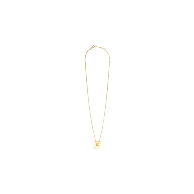 CELINE Alphabet V Necklace In Brass With Gold Finish-2