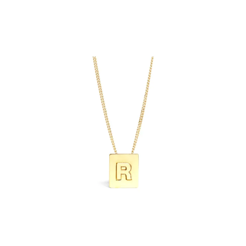 CELINE Alphabet R Necklace In Brass With Gold Finish-0