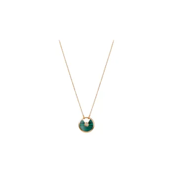 Cartier 2010s 18K Rose Gold Amulette De Cartier Diamond And Malachite Necklace