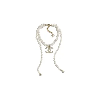 CHANEL Necklaces Women's Pearl White