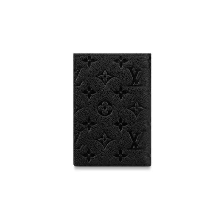 LOUIS VUITTON Monogram Empreinte Cow Leather Passport Clip Unisex Black-2