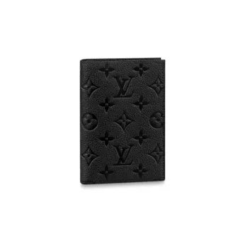 LOUIS VUITTON Cow Leather Passport Clip Unisex Black