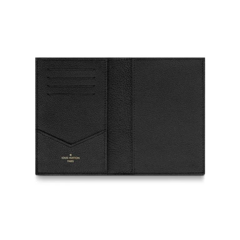 LOUIS VUITTON Monogram Empreinte Cow Leather Passport Clip Unisex Black-3