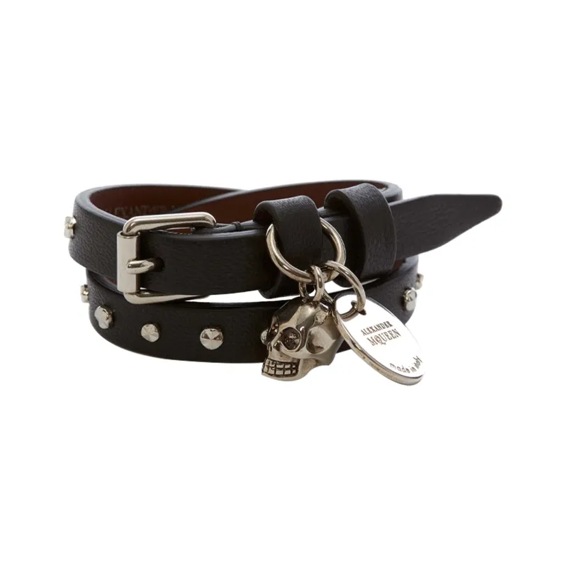 Alexander McQueen Sheepskin, Brass Wristbands Unisex Black-0