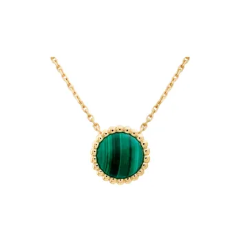 Van Cleef & Arpels 2010s 18K Yellow Gold Perlée Malachite Necklace