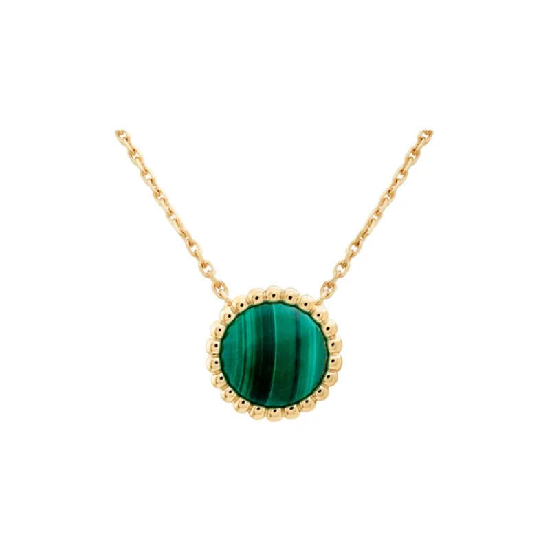 Van Cleef & Arpels 2010s 18K Yellow Gold Perlée Malachite Necklace-0