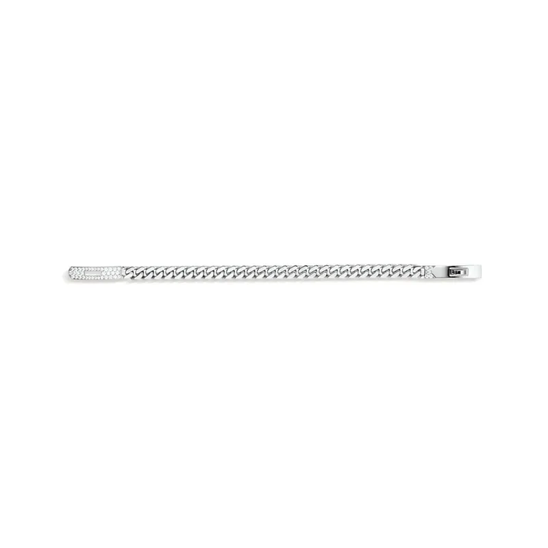 HERMES 18K White Gold Bracelet, Cuban Chain Unisex-0