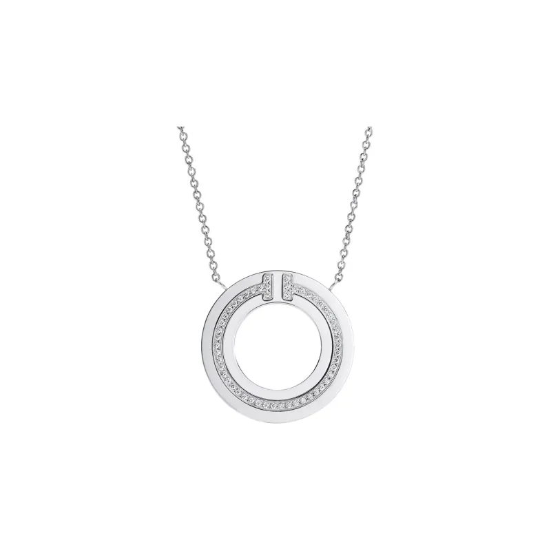 TIFFANY & CO. T 18K White Gold Necklaces Women's White Gold-1