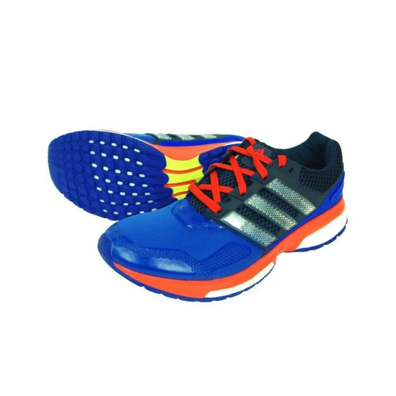 Adidas Response Boost Techfit Cushioning Anti-Slip Wear-Resistant Breathability Low-Top Running Shoes Men's Black Blue-2