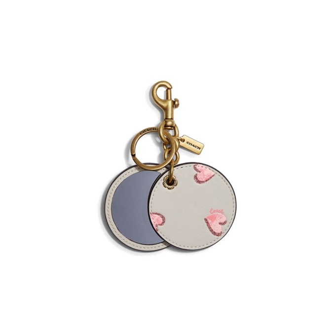 Coach Pink Pig Jeweled Leather Purse Charm Key Ring Keychain