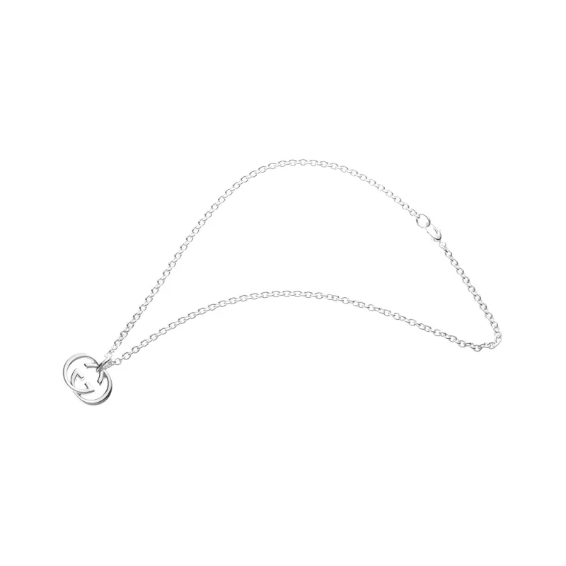 GUCCI 2000 2024 Sterling Silver Interlocking G Pendant Necklace-1