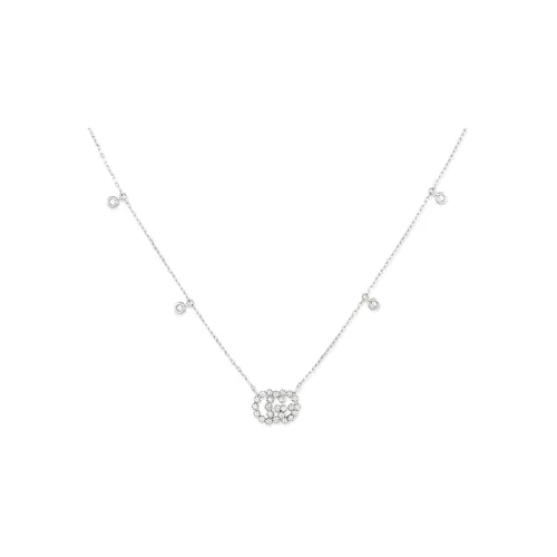 GUCCI Classic Double G Necklace Collection Necklaces Women's White Gold