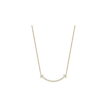 TIFFANY & CO. 2010s 18K Rose Gold T Smile Diamond Necklace