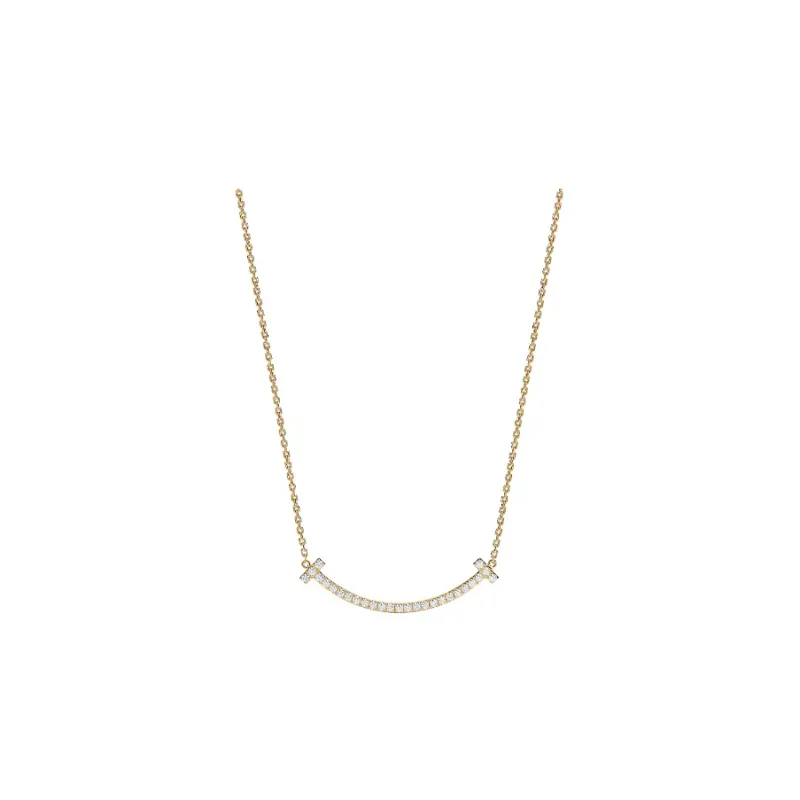 TIFFANY & CO. 2010s 18K Rose Gold T Smile Diamond Necklace-0