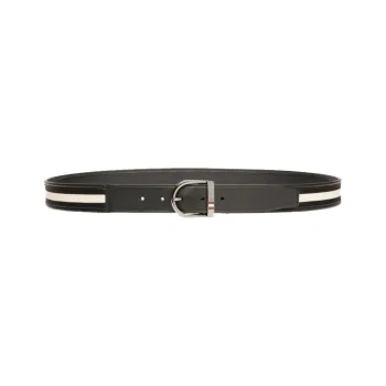 BALLY Solid Color Synthetic Fabric Belt Men's Black 3.5cm