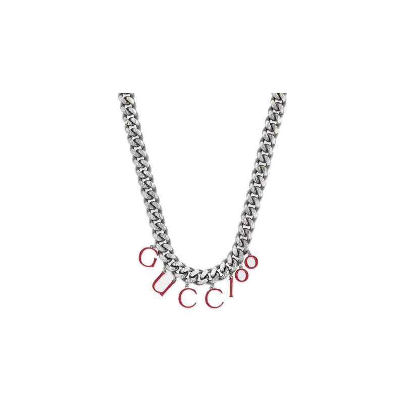 GUCCI Necklaces Women's Silver/Red-0