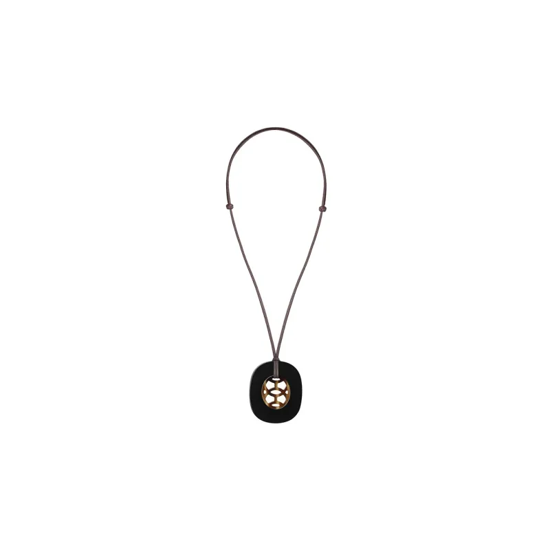 HERMES Lift Pendant Necklaces Women's Black-1
