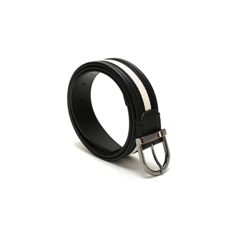 BALLY Solid Color Synthetic Fabric Belt Men's Black 3.5cm-1