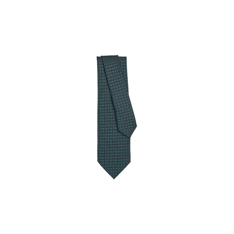HERMES Faconnee H Bicolore Ties Men Green-0