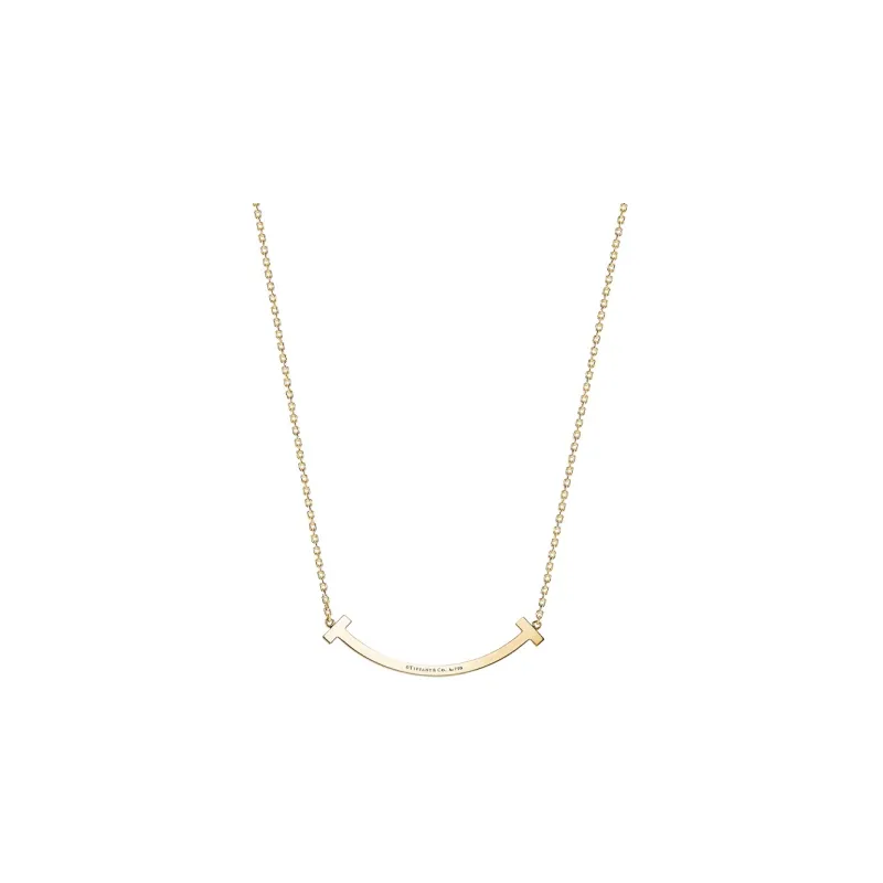 TIFFANY & CO. 2010s 18K Rose Gold T Smile Diamond Necklace-1