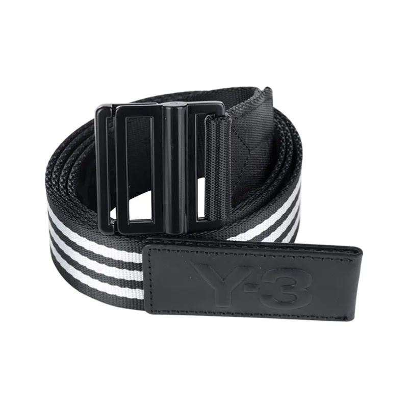 Y 3 Polyester Belt Men's Black White-1