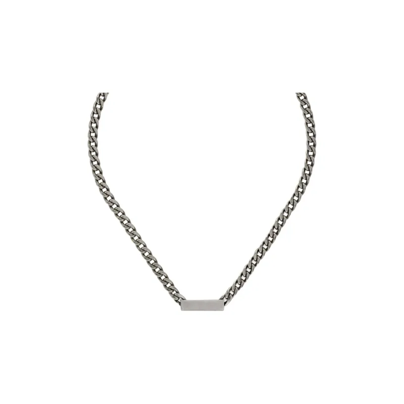 GUCCI Logo plaque Gourmette chain Necklace-2