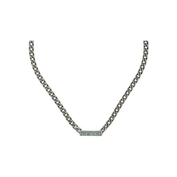 GUCCI Logo plaque Gourmette chain Necklace