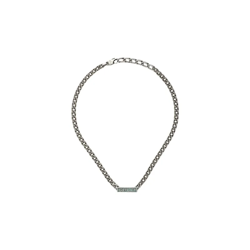 GUCCI Logo plaque Gourmette chain Necklace-1
